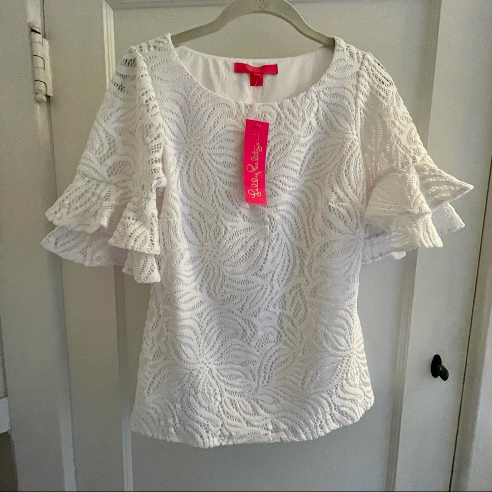 Lilly Pulitzer Lula Lace Top Resort White NWT XS